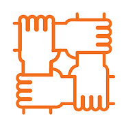 orange illustration of hands