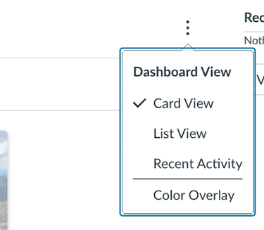 Choose how you would like to display the courses you're registered for in Canvas